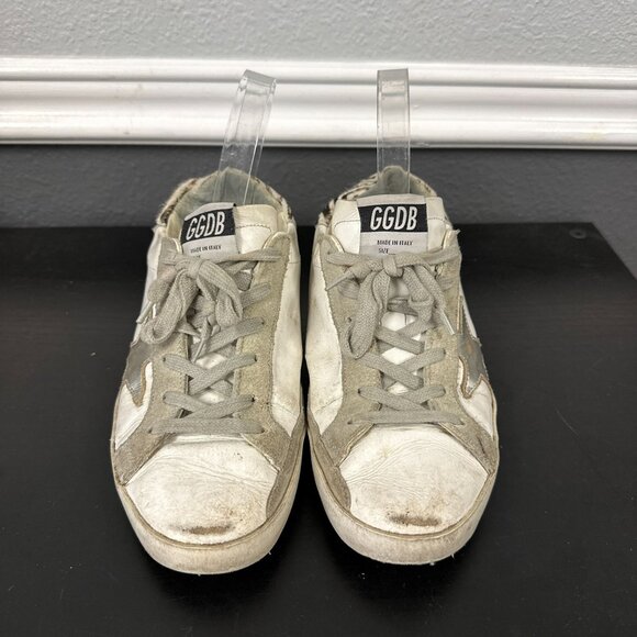 Golden Goose Superstar White Silver Pony Ziger Sneakers Leather Size 38 Womens - Picture 10 of 10